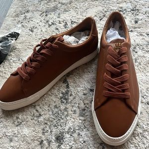 Tan Faux Leather Sneakers